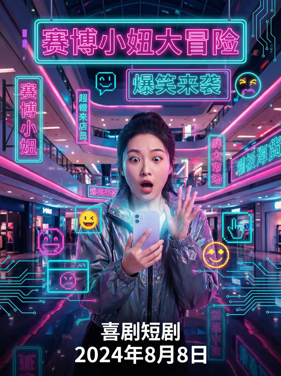 收获之夜漫画 搞笑喜剧短剧 - 赛博小妞大冒险海报